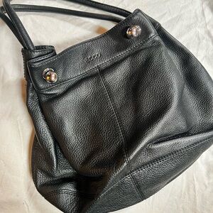 ECCO pebbled black leather hobo bag